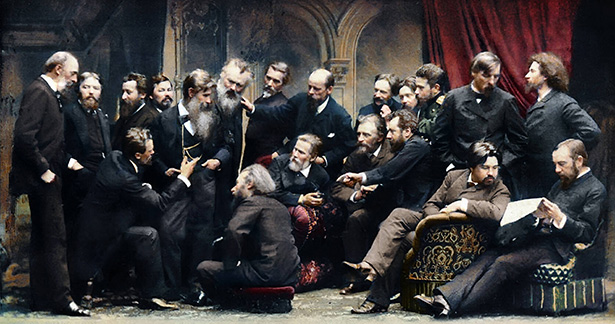 колризированное групповое фото художников-передвижников, 1878